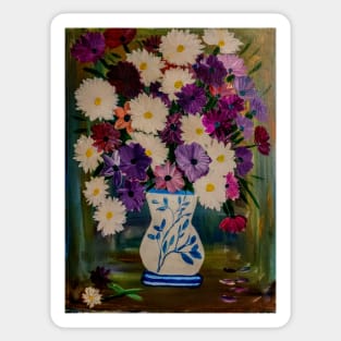 Some abstract flowers in a antique vase Sticker